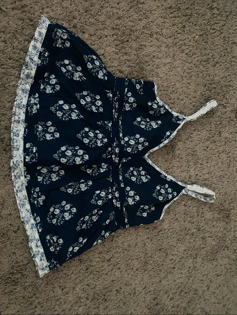 Abercrombie & Fitch Navy and White Floral Trim Tank